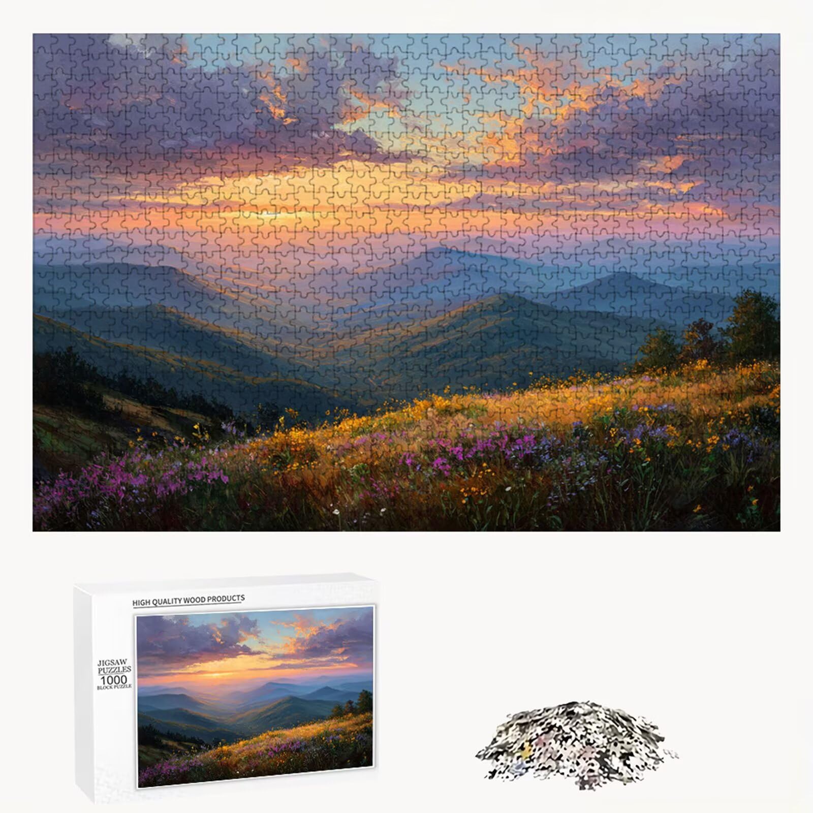 1500 elementów, puzzle dla dorosłych, krajobraz i góry, wytrzymałe drewniane puzzle o idealnym dopasowaniu, 87 x 57 cm, w zestawie plakat, prezent i uważność, dekoracja ścienna, nie dla dzieci poniżej