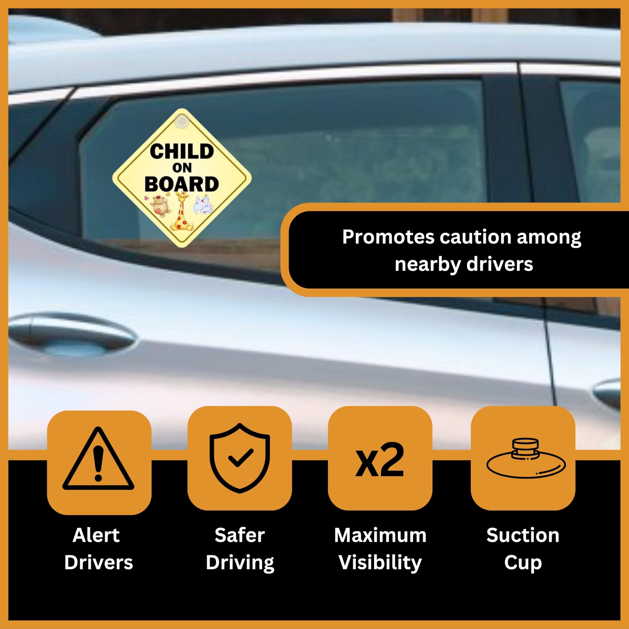 Tek Automotive Child on Board Car Sign, Twin Pack, 14x14cm Screen Printed Vinyl - Image 3