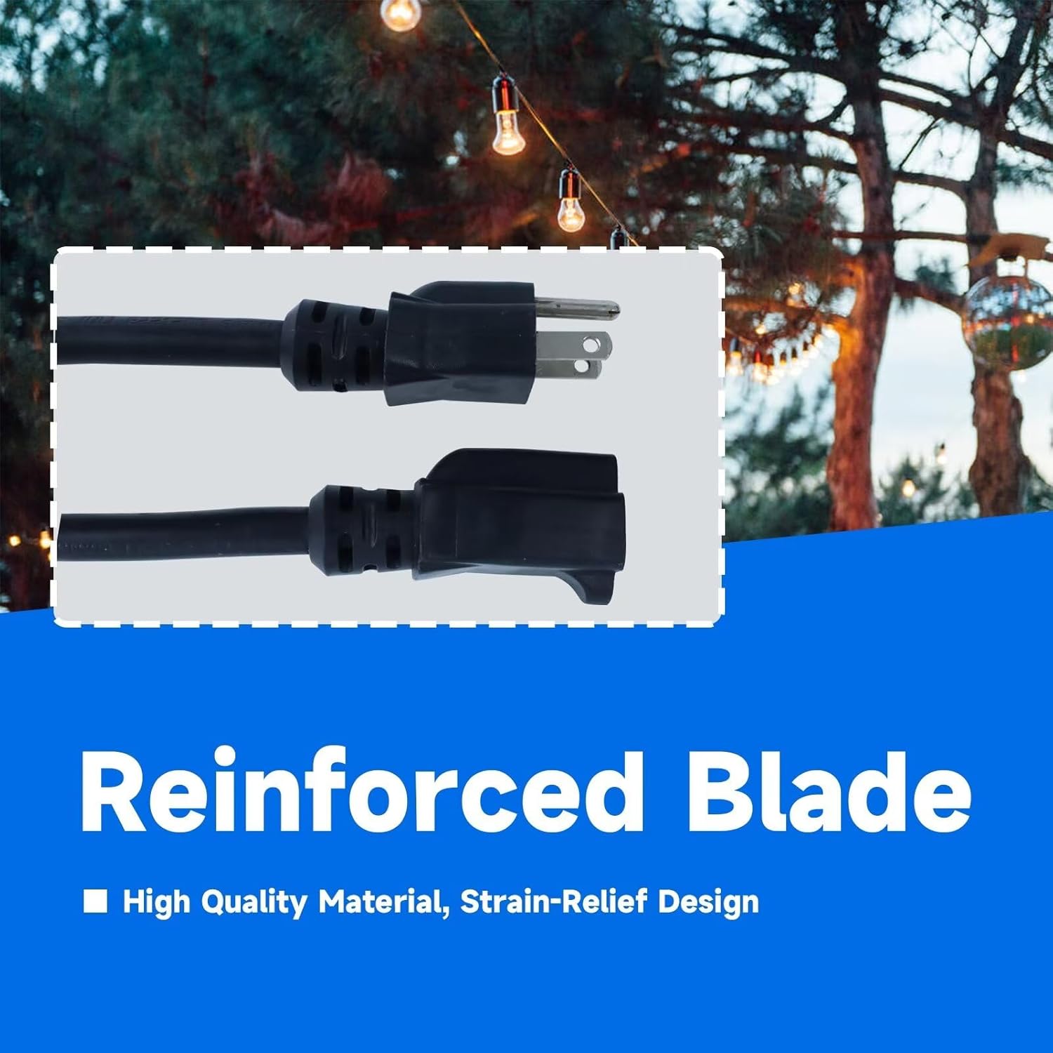 12 Gauge Heavy Duty Outdoor Extension Cord 15 Ft, Flexible Cold Resistant 3 Prong Grounded Plug Outside Extension Cable, SJTW, 15A 125V 1875W, Black, ETL Listed