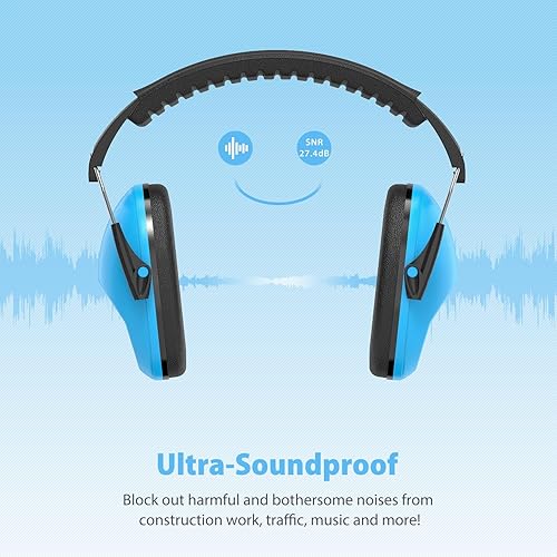 Vista 87 de Orejeras de seguridad con reducción de ruido de 31 dB con diadema ajustable para adultos y niños, protección auditiva, para autismo sensorial, negro