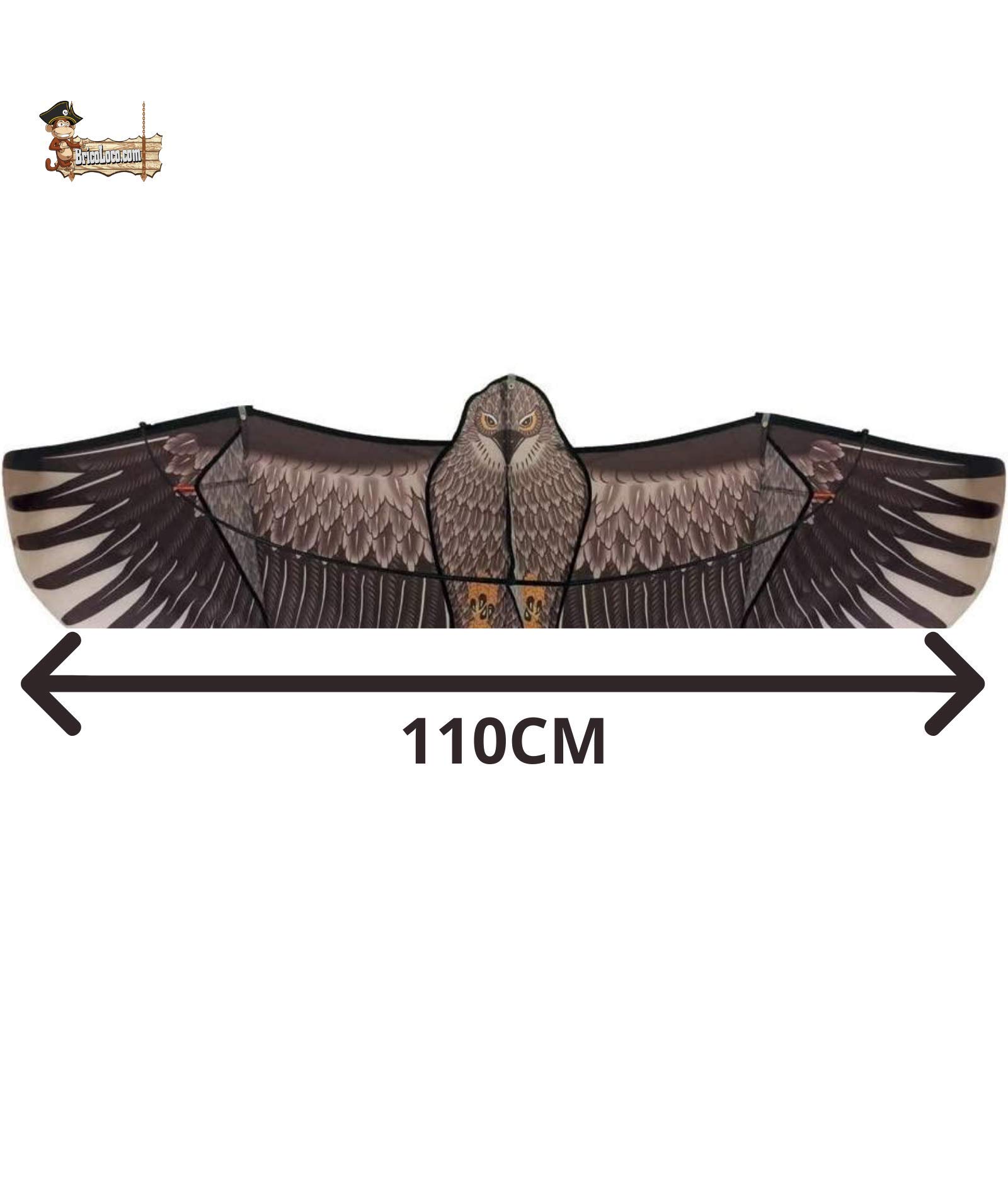 BricoLoco Pack Búho + Cometa espantapájaros. Pack Ahuyentador de pájaros, aves, palomas. Ideal para huerto o jardín.