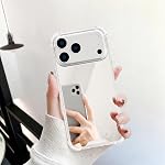 Compatible with iPhone 16 Pro Max Mirror case, with [Four Corner Guard] Shockproof Protective Bumper for Woman Girls Makeup Touch up Back Camera Selfies Mirror Vlogging Streaming (Mirror16pm)