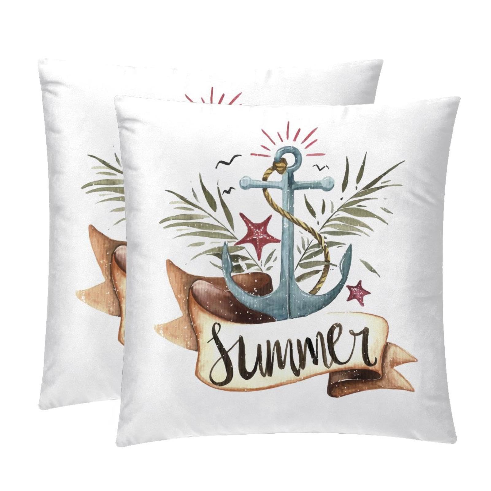 TDGKPZ Watercolor Sailing Throw Pillow Covers 2 Pack Pillowcases Soft Cozy Pillow Cases For Couch Bed Sofa 45x45cm