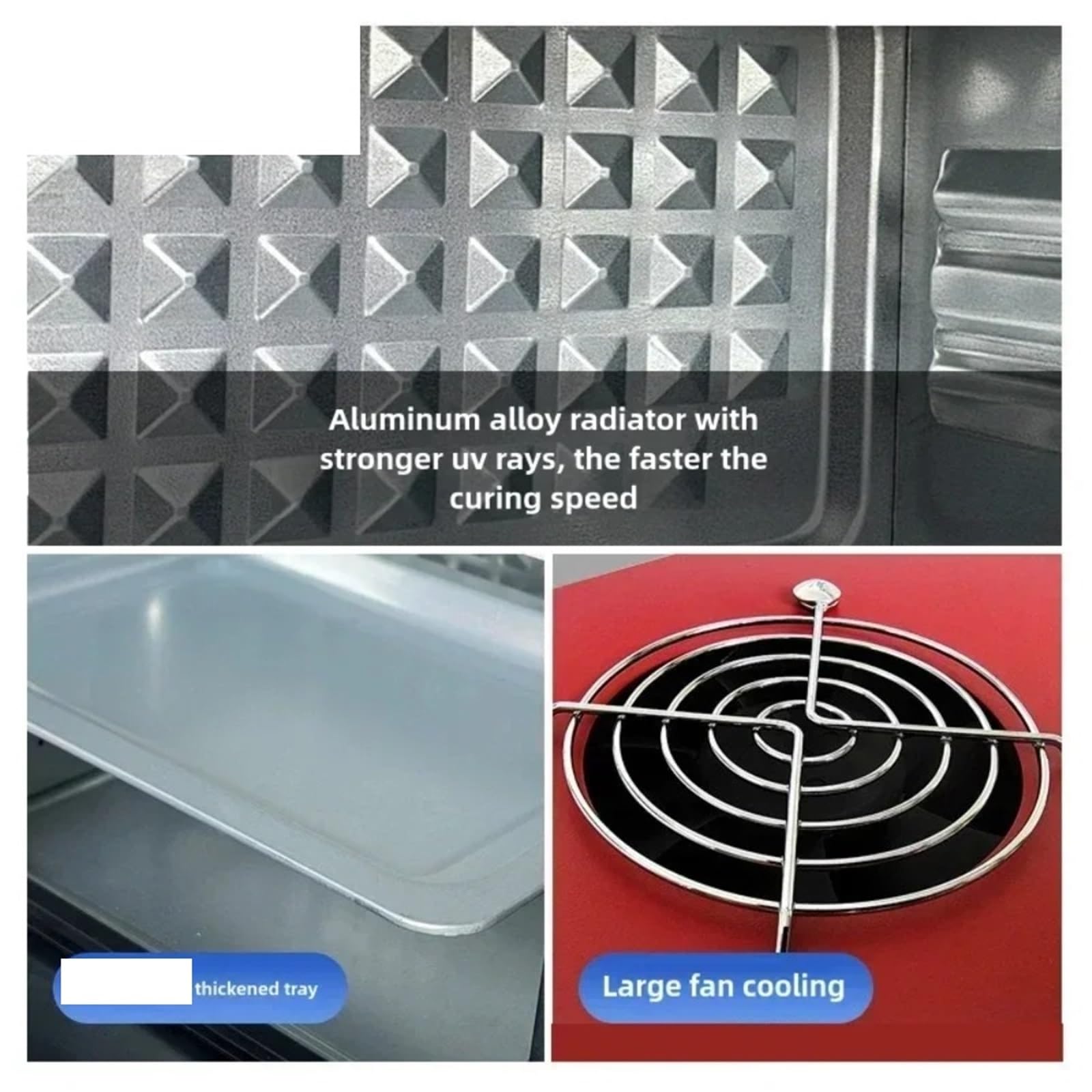 Lámpara UV para curado, Horno de lámpara ultravioleta con caja de curado UV de 365 nm, 395 nm y 405 nm, horno LED UV for resina UV, pantalla flexible y rápida.(365nm,80W Switch)