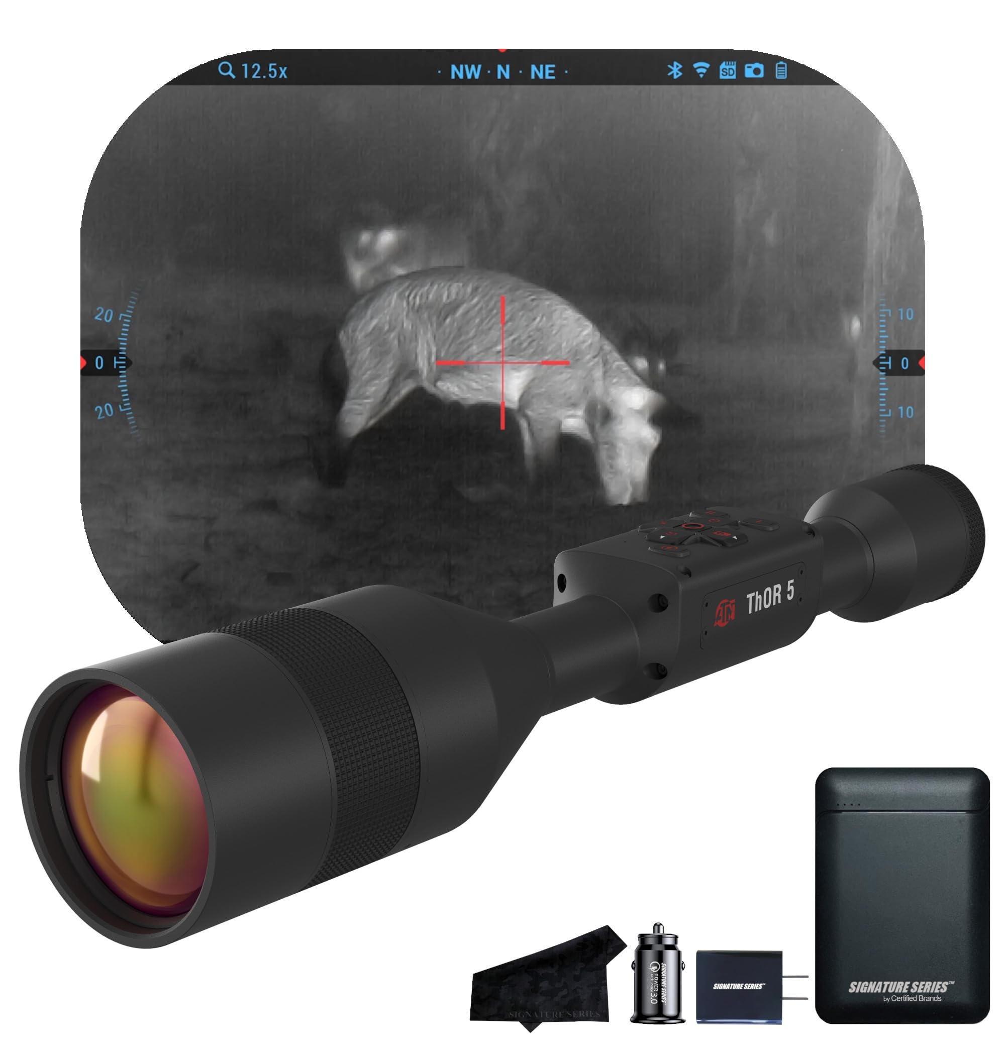 ATN Thor 5 640 Smart HD Thermal Scope with 640x480, 12 Micron Sensor | Magnification, Full HD Video Recording, Smooth Zoom | Exclusive Signature Series Kit
