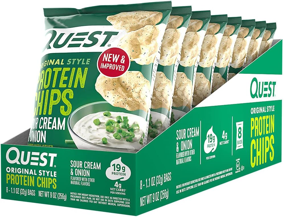 Quest Protein Chips - Sour Cream & Onion (8 Bags)