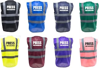 Press Photographer Enhanced Visibility Vest - Hi Viz - Hi Viz - Safety Reflective Vest Event Attire Jacket Cover Business Uniform Waistcoat (XX-Large, Maroon)