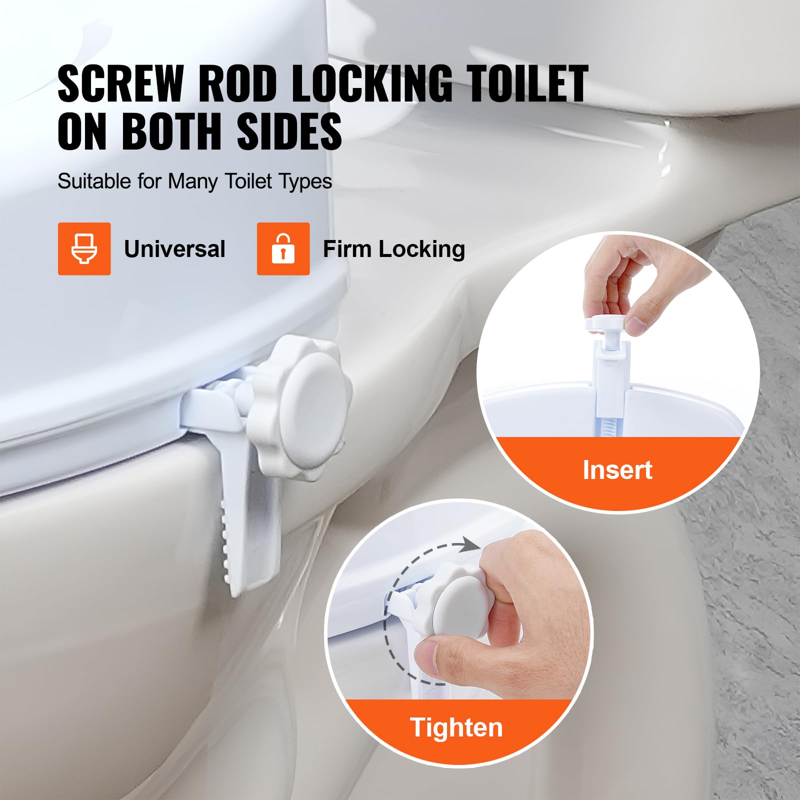 VEVOR Toilettensitzerhöhung Erhöhter Toilettensitz, 10 cm, 136 kg Tragkraft, Universelle Toilettensitzerhöhung, Schraubstangenverriegelung, mit Toilettensitz, für Behinderte, Patienten, Schwangere