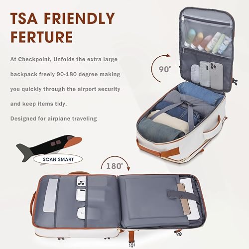 Miniatura 5 de FIUAIE Mochila de viaje grande, Blanco, Moda