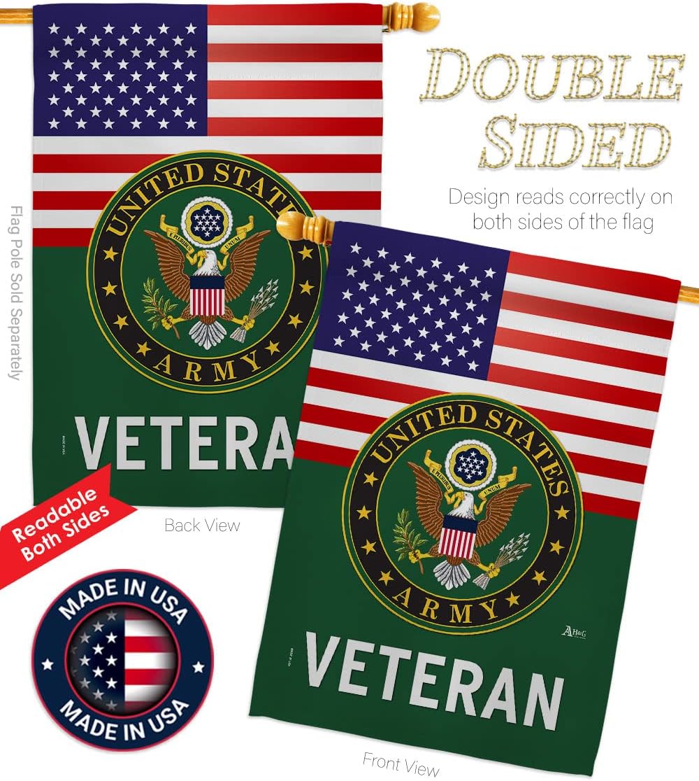 US Army Veteran House Flag - Armed Forces Rangers United State American Military Retire Official - Decoration Banner Small Garden Yard Gift Double-Sided Made in USA 28 X 40