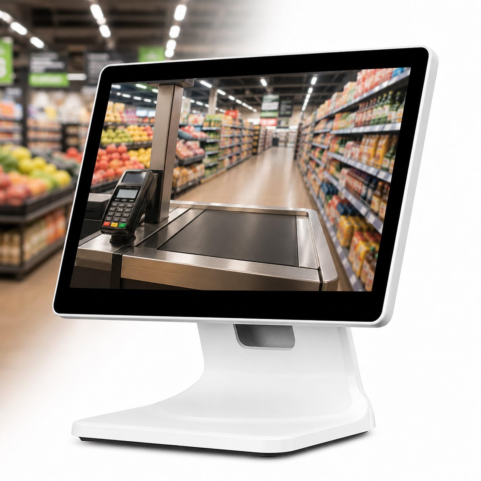 Registratore di Cassa Intelligente for Negozi, Terminale POS | Controlla Stock, 15.6" Touch, 64GB SSD, Raffreddamento, Supporto Inclinabile, per Panetterie