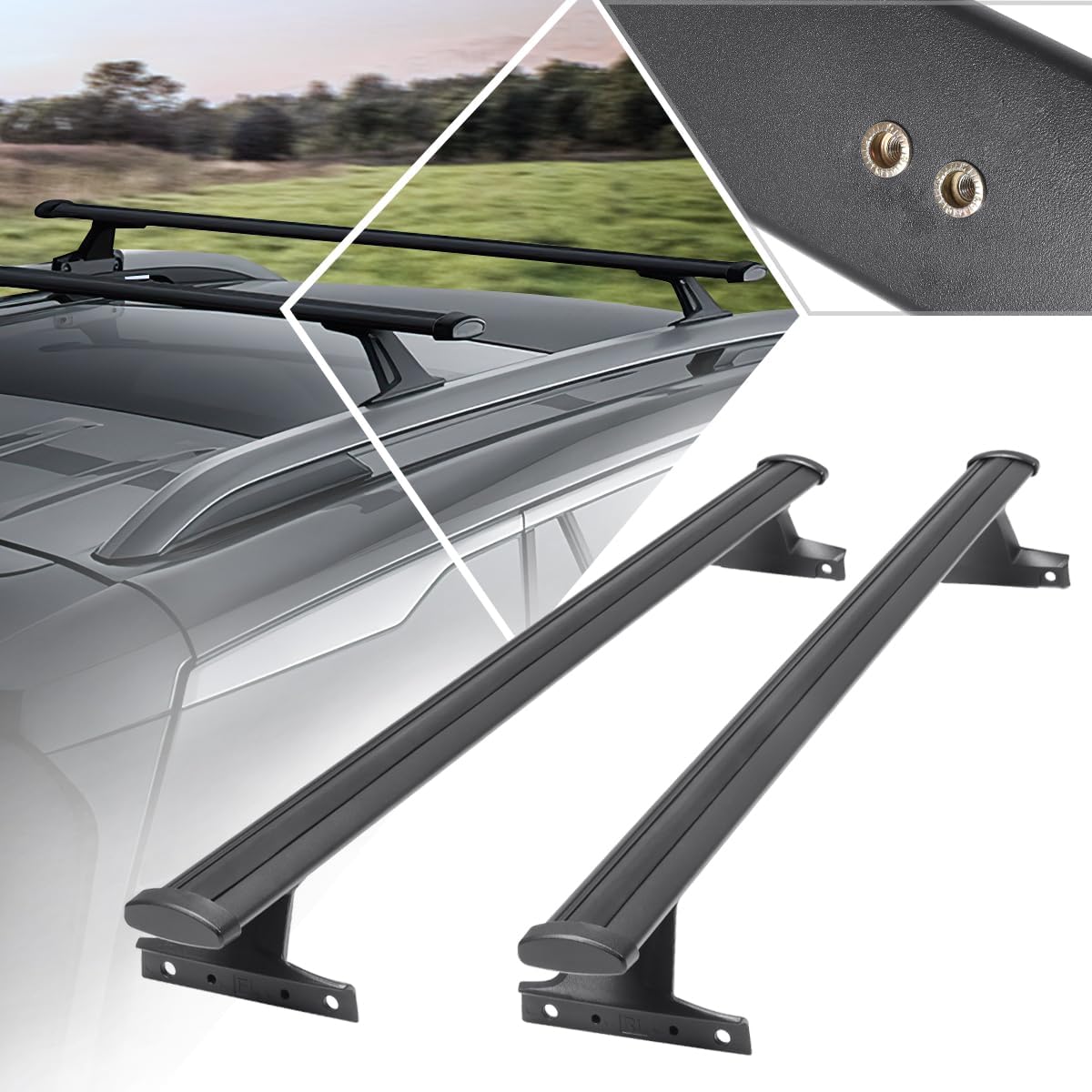 2Pcs Aluminum Top Roof Racks Cross Bars Cargo Luggage Carrier Compatible with 18-24 Chevy Equinox/GMC Terrain,Black