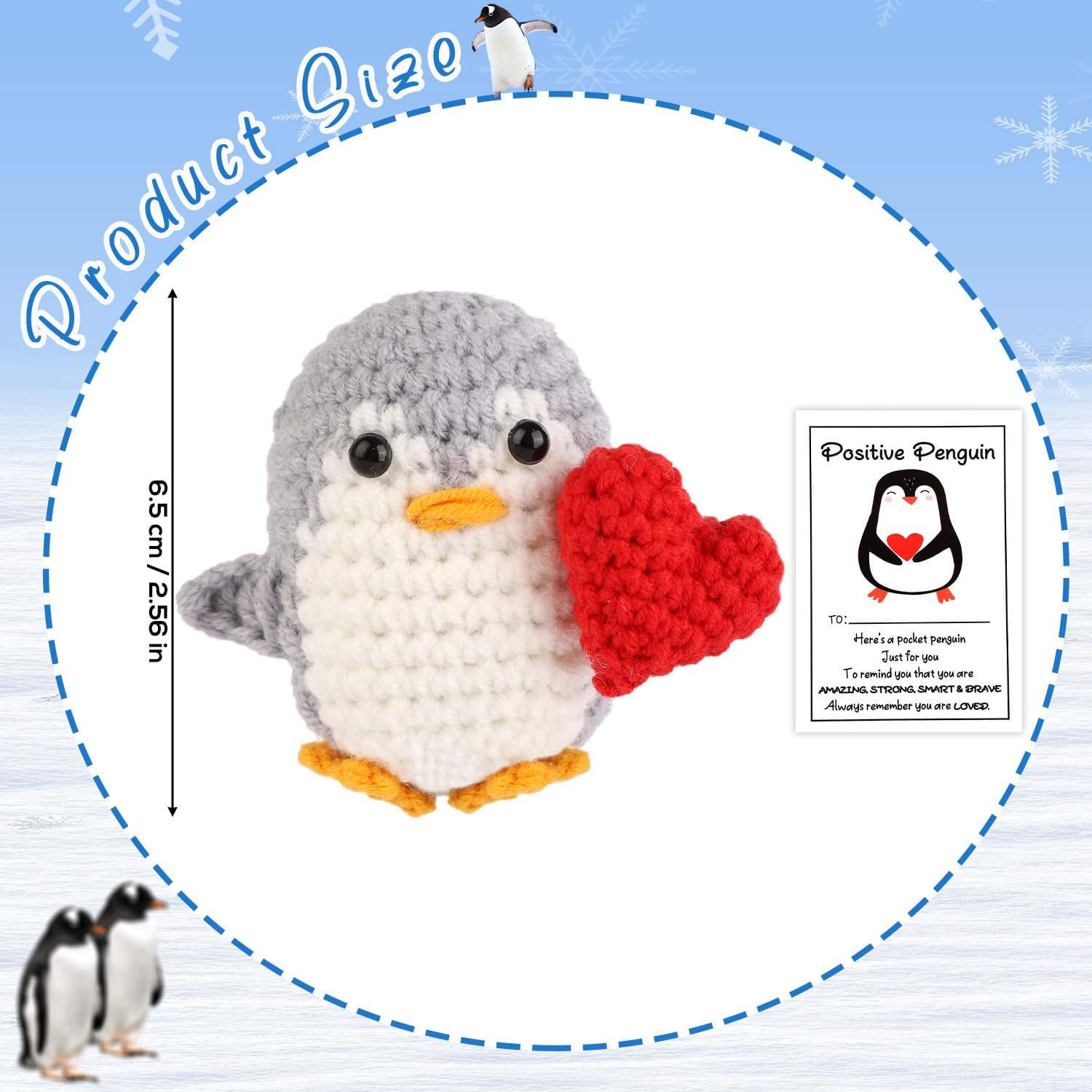 TOYMIS with Heart, Heart Penguin Crocheted Penguin Knitted Crocheted Animal Knitted Wool Doll for Party Decoration Inspirational Gift