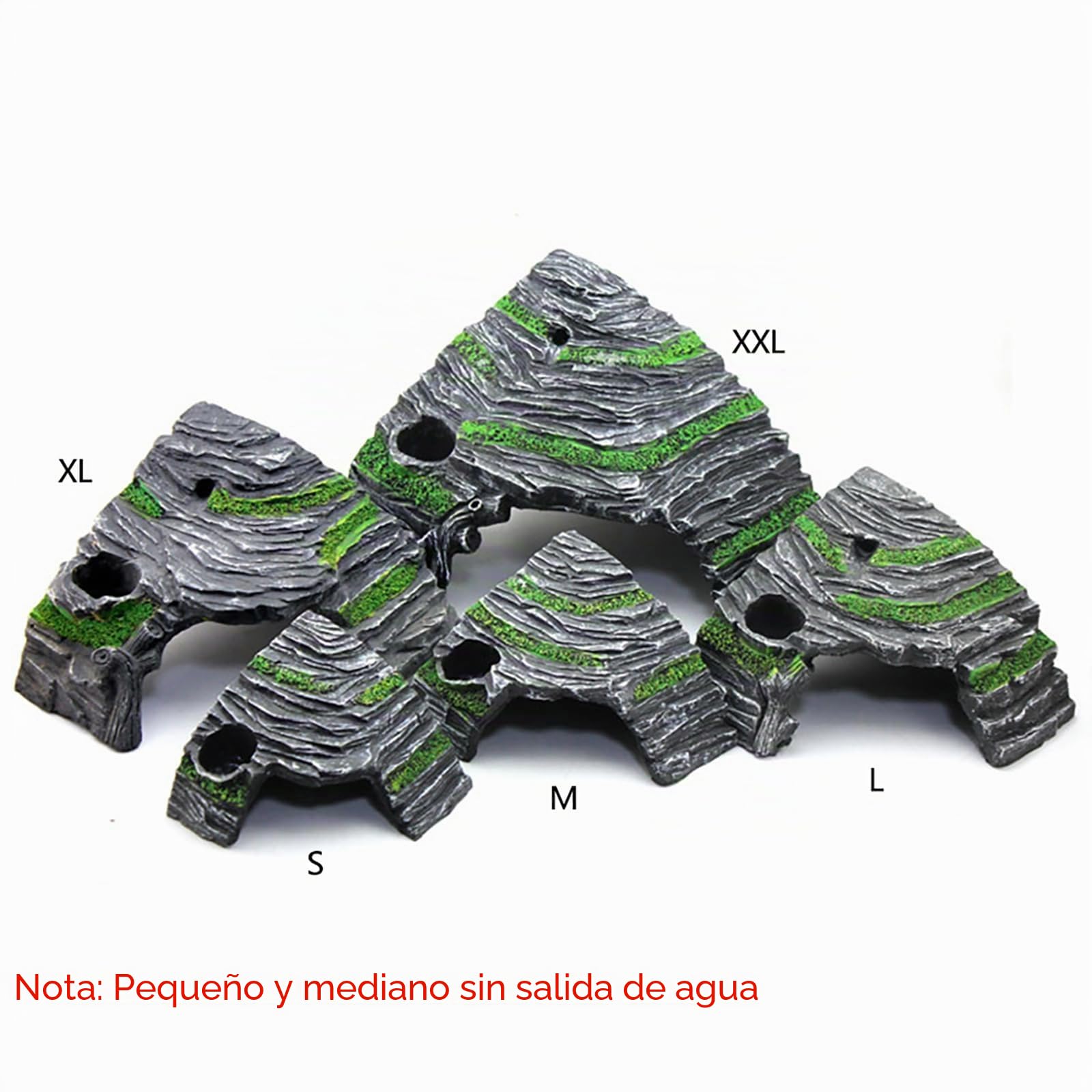 OMEM Reptil Box Refugio Terrario Escondite Cuevas Tortuga Plataforma para Tomar el Sol Decoración de Hábitat Humidificar Ocultar Cueva Resina Roca (M)