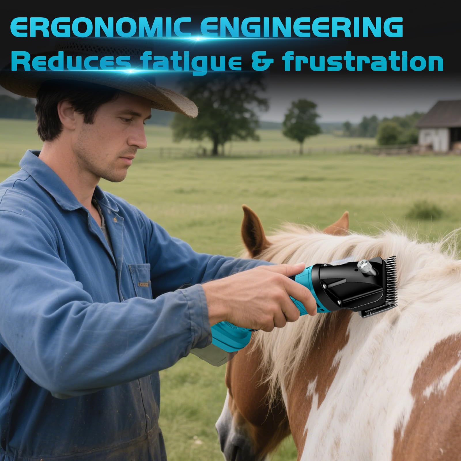 Esquiladora Caballos Compatible con Makita 18V, Profesional Maquina pelar Caballos para Ovejas Ganado Animales con motor potente, 6 Velocidades 2500 RPM/Min (Sin Batería)