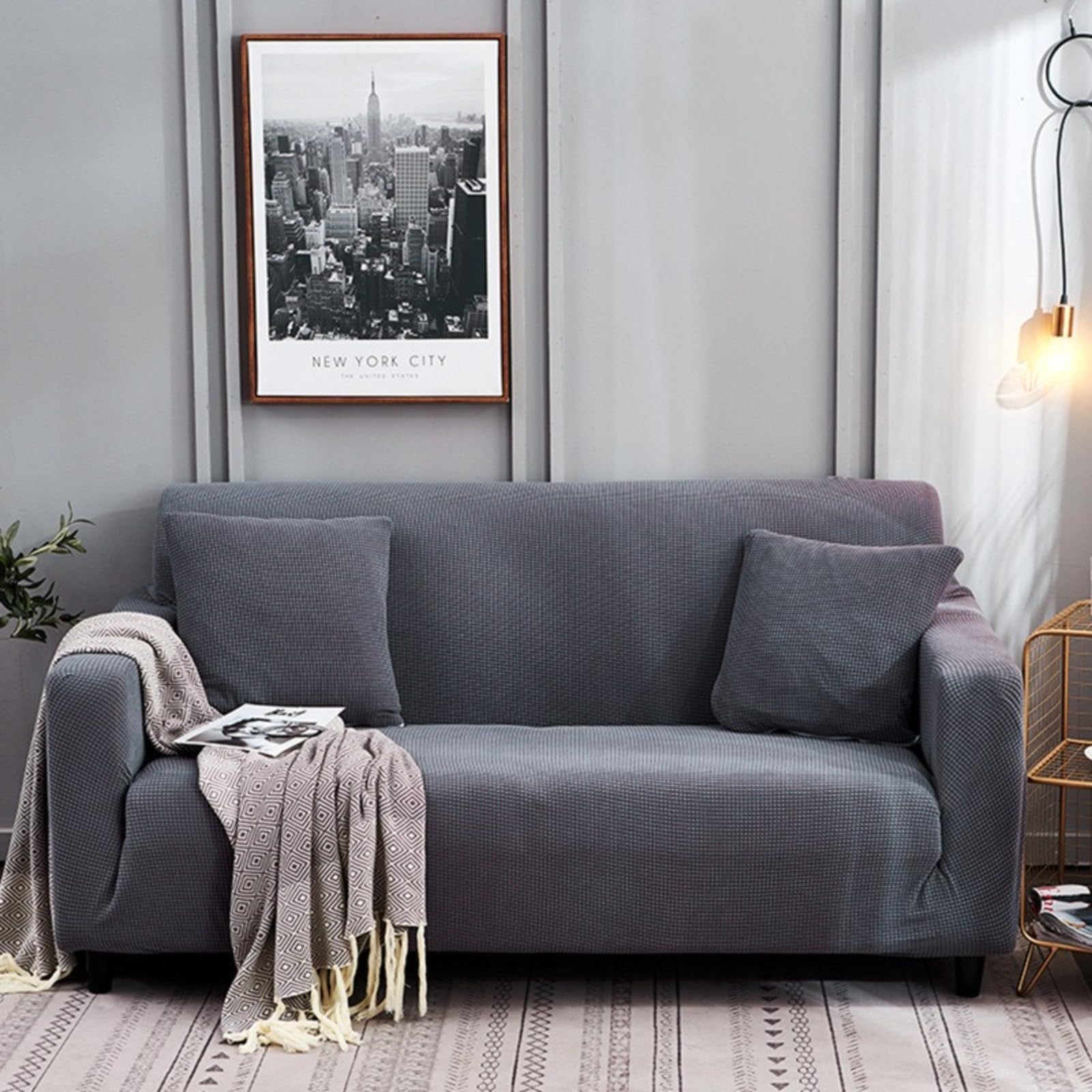 L A Forma Divano Copertura Divano Slipcover con Cinghie Elastiche Impermeabile Antiscivolo Trapuntato Mobilia Protettore per Bambini Animali Domestici 1 2 3 4 Sedili