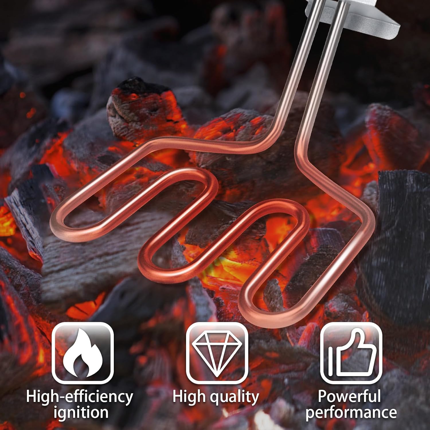 600W Electric Charcoal Starter, 37.8-inch Cord, Compatible with Big Green Egg, Kamado Joe, Weber Kettle Grills/Charcoal Grills