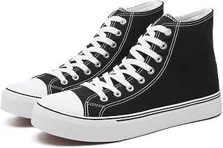 yageyan Men's High Top Canvas Sneakers - Classic Lace-Up Fashion Walking Shoes for Casual Comfort