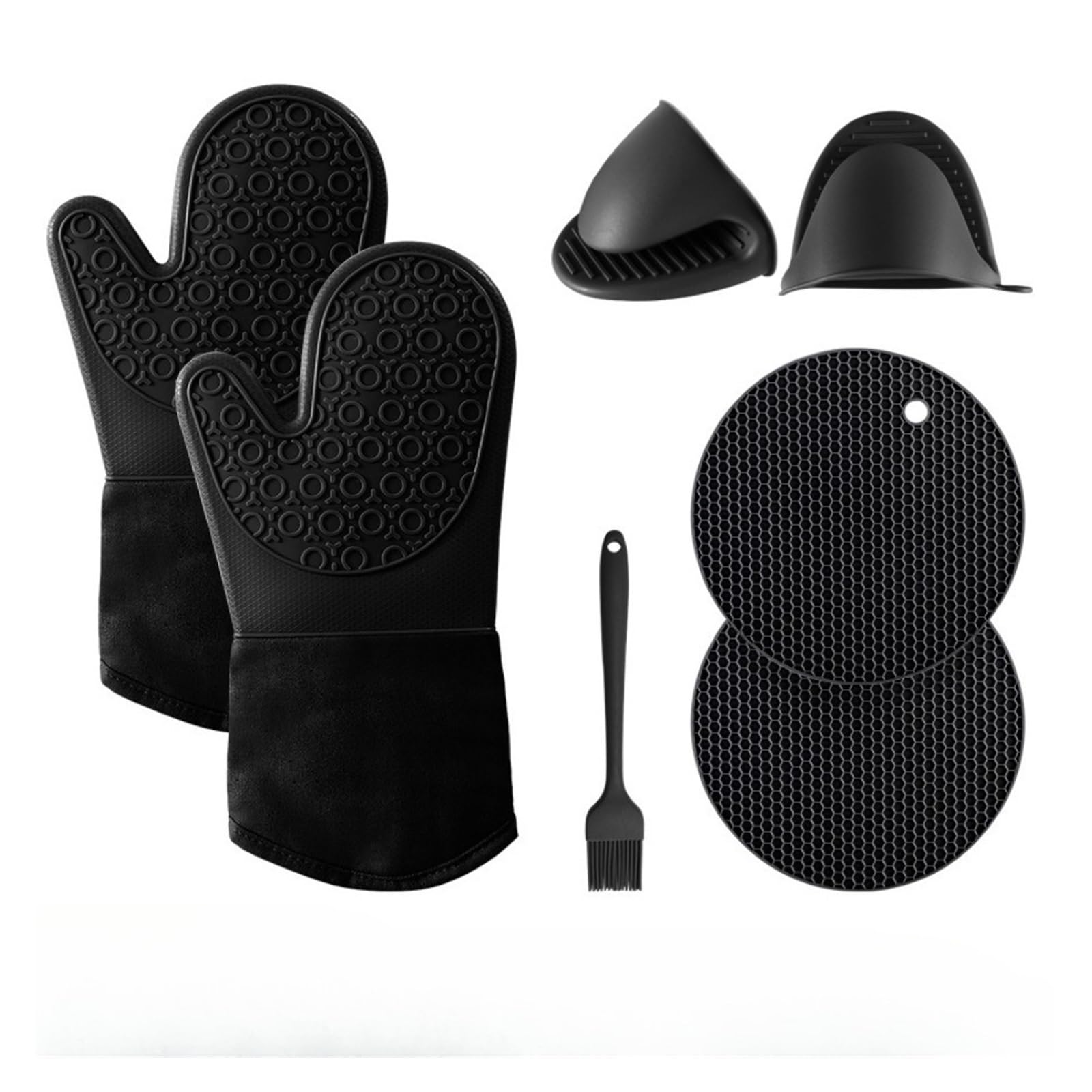 Genérico Set de 7 Guantes de Horno de Silicona, Guantes de 13.5 Pulgadas