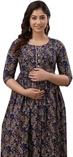 Nevisha Style Women's Cotton Floral Printed Anarkali Maternity Feeding Kurti with Zipper Maternity Gown for Women Price In India