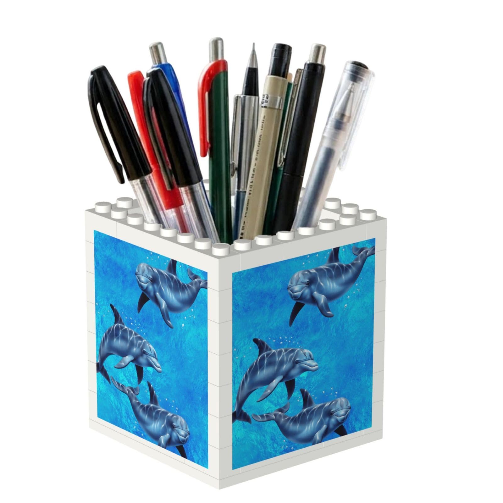 Poadnly Dolphins, Pen Pot Pencil Holder for Office Home School, Compact Desk Organiser for Office Stationery