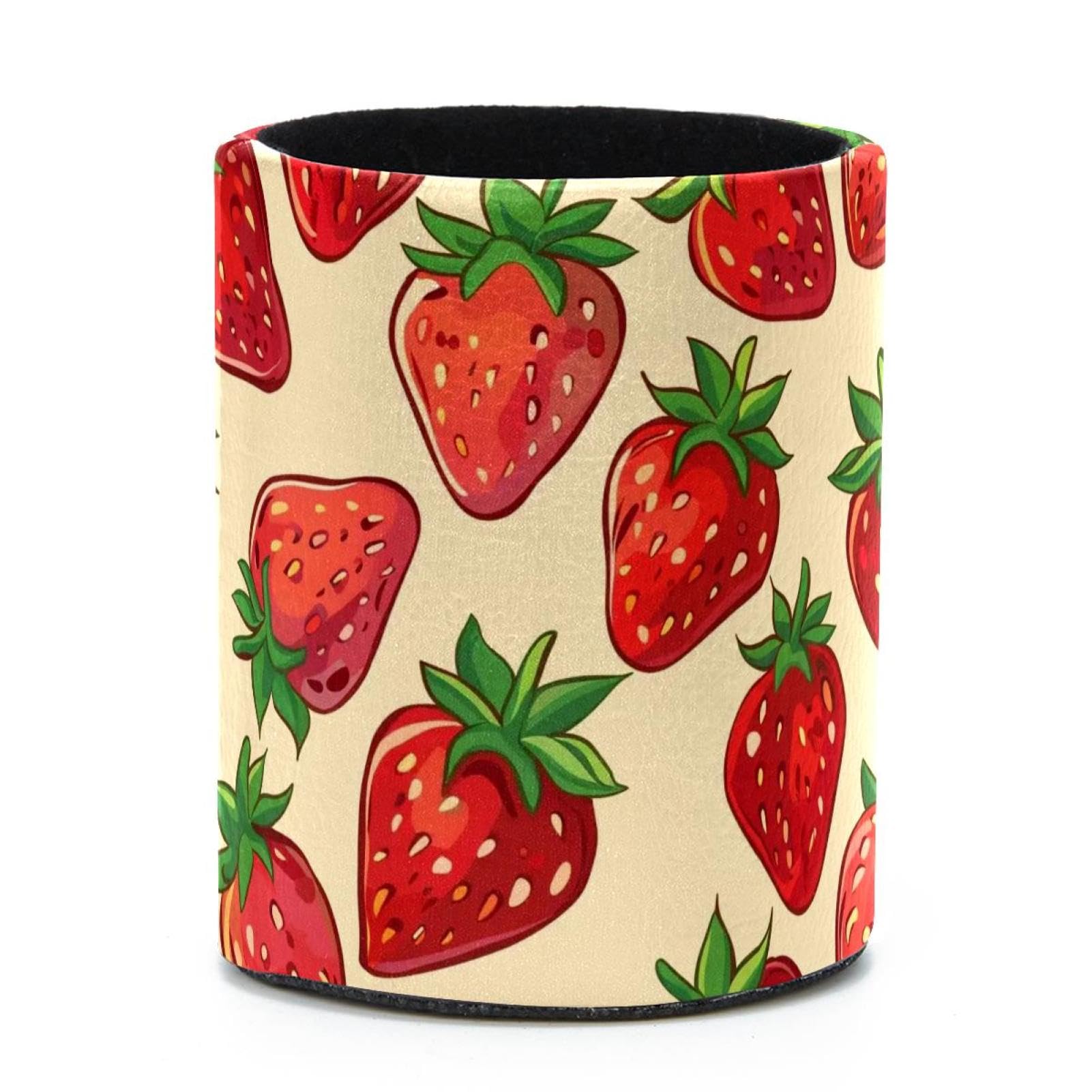 VAPOKF Round Pencil Holders for Desk, Tempting Strawberry Pen Holders Pen Pot Makeup Brushes Storage Desktop Stationery Supplies Organiser for Home Office