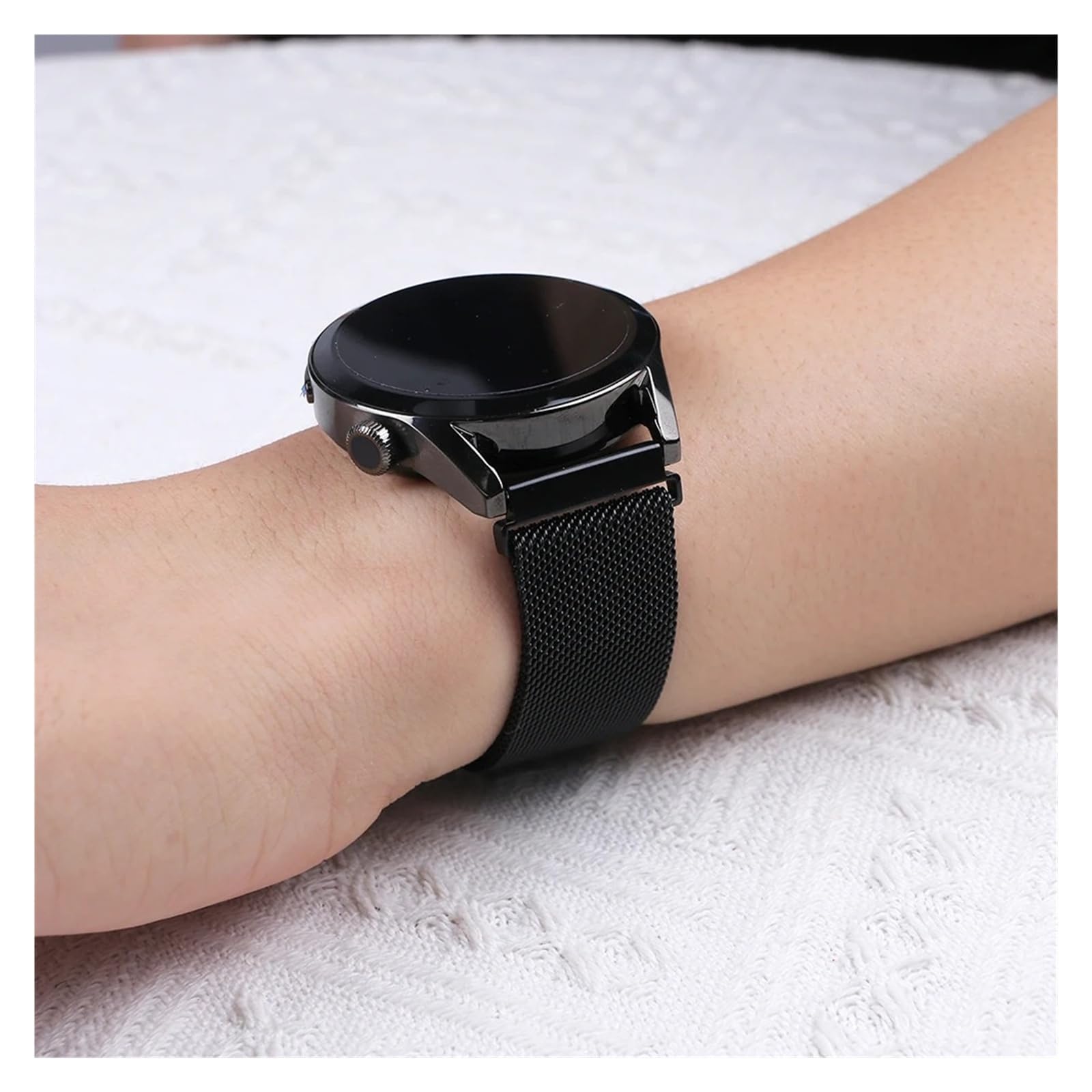 Bracelet milanais magnétique en métal 20 mm 22 mm à dégagement rapide pour Samsung Galaxy Watch 7 6 5 4 40 mm 44 mm Classic Active 2 GT (noir, 22 mm)