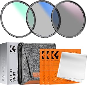 K&F CONCEPT 46mm Lens Filter Kit – UV CPL ND4 Filters, Lens Protector, Circular Polarizer, Neutral Density, with Filter Case & Cleaning Cloths for DSLR Cameras (Nano-K Series)