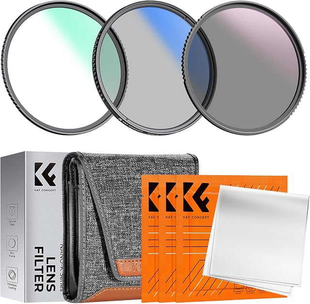 K&F CONCEPT 55mm UV CPL ND4 Lens kit, UV Protector Circular polarizing Neutral Density Filter Accessory for DSLR Cameras with Cleaning Cloth and Filter Case (Nano-K Series)
