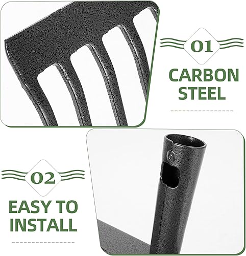 Miniatura 4 de POPETPOP Cabezal de rastrillo de repuesto de 14 dientes para limpieza de jardín y aflojamiento de tierra, accesorio de herramienta de rastrillo de