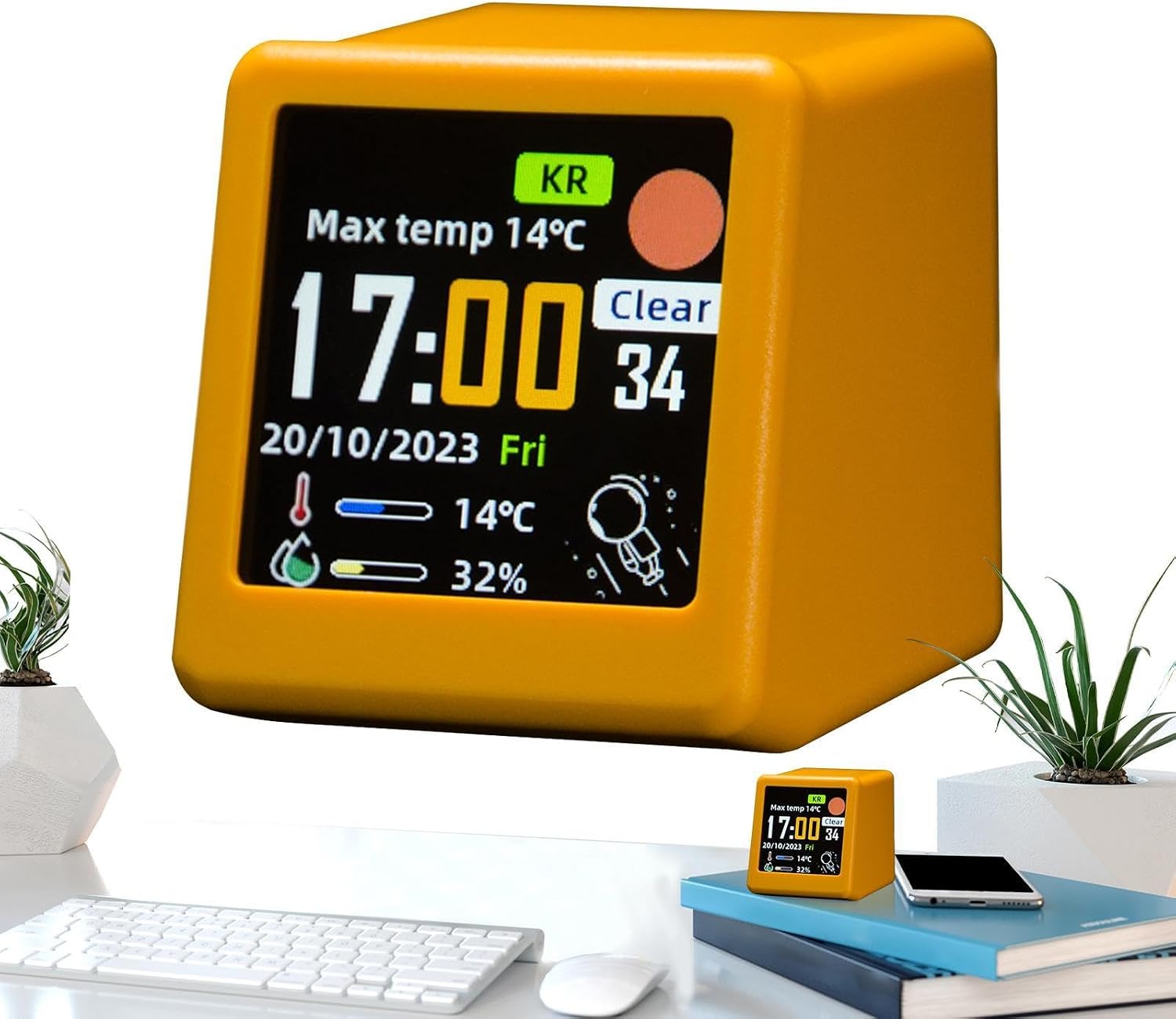 Digital Weather Clock, LCD Forecast, 3.94x2.36x1.97 Inch Display Tool, Wireless Station with Balanced Function, Indoor Accessory for Bedroom Bedside Living Room Kitchen Dorm, Supply for Picnic Travel