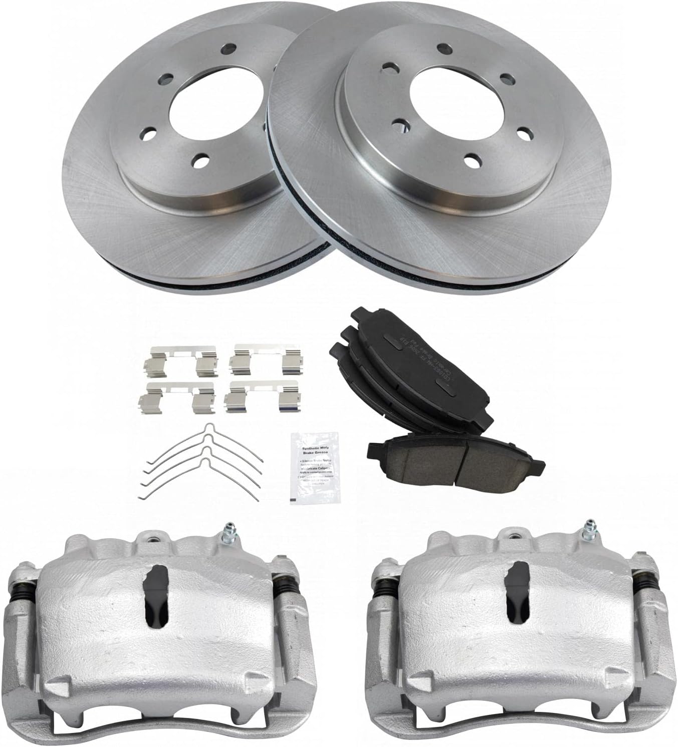 TRQ Front Brake Pad & Rotor Kit Brake Caliper Brake Pads Brake Rotor Ceramic Vented Compatible with 2004 Ford F-150