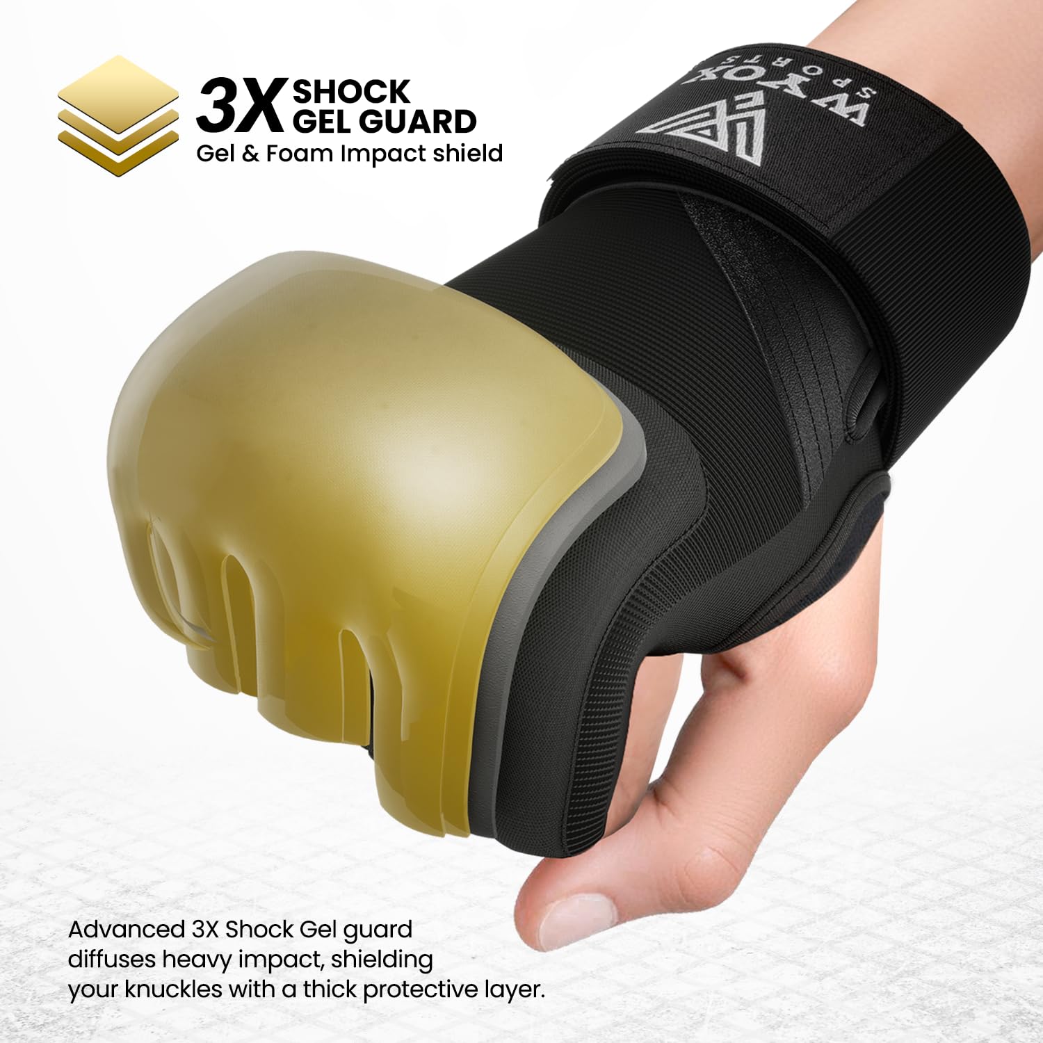 WYOX Fasce da boxe in gel, guanti interni per uomini e donne, 80 cm, cinghie da polso veloci, protezione imbottita per caviglia per Muay Thai, kickboxing, bende per pugilato e arti marziali
