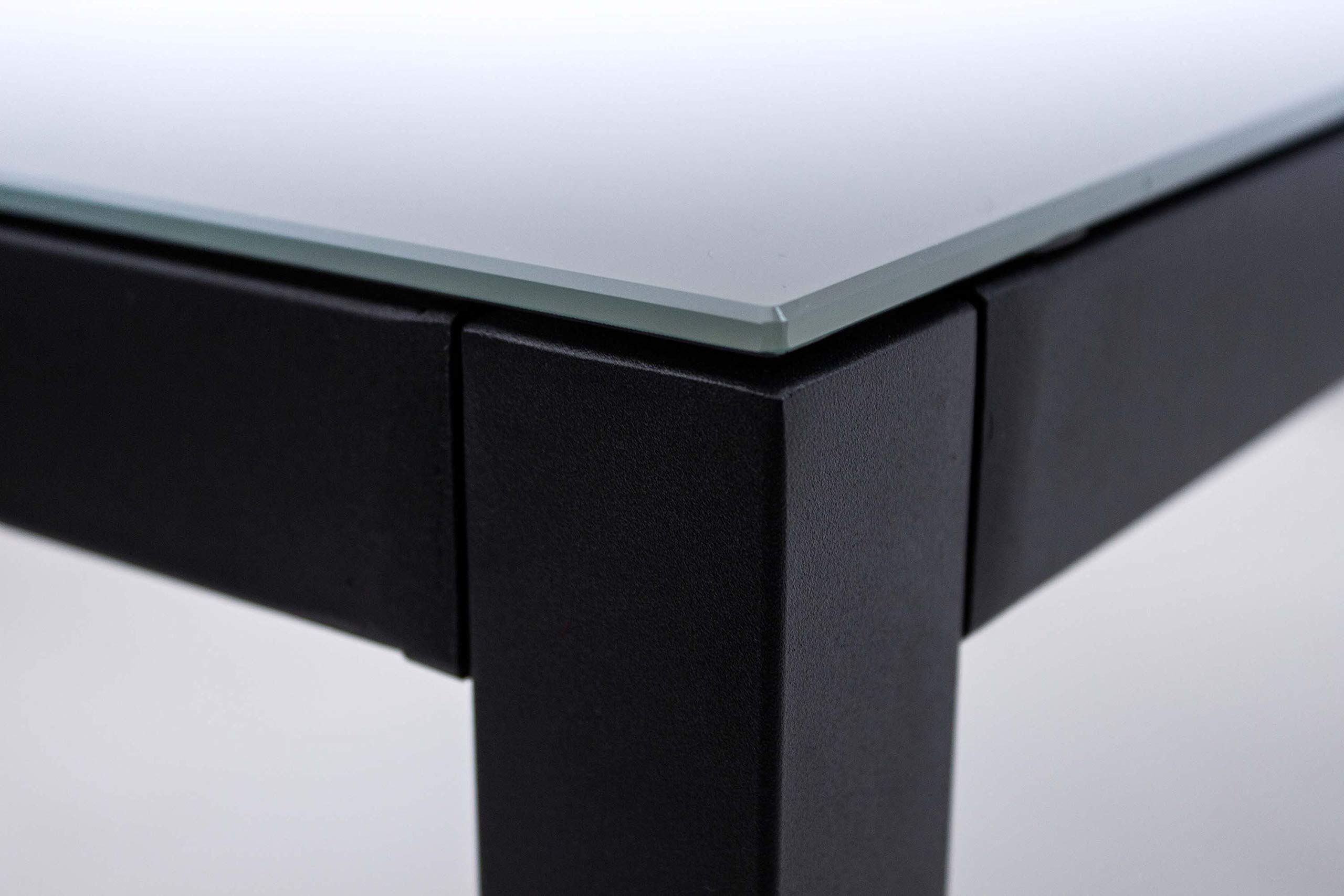 AVANTI TRENDSTORE - Sedico - Tavolo da giardino, in metallo nero con superficie in vetro grigio. Disponibile in 2 diverse misure. (LAP 150x72x90 cm)