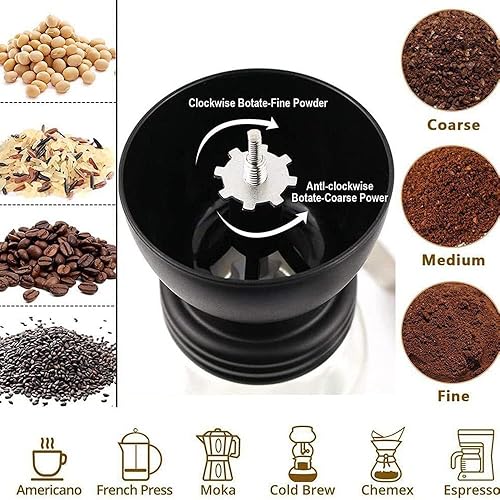 Miniatura 3 de Máquina de café manual para moler a mano, 1 unidad, molinillo pequeño para granos de café, perfecto para uso doméstico con cepillo de madera y