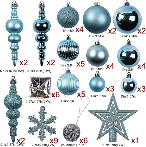 Miniatura 5 de Sunnyglade - Juego de bolas de Navidad (60 unidades)