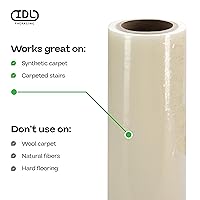 Vista 4 de Película protectora de alfombra de 24 pulgadas x 200 pies, 3 mil (400 pies cuadrados) - Protección de alfombras autoadhesiva hecha en Estados Unidos
