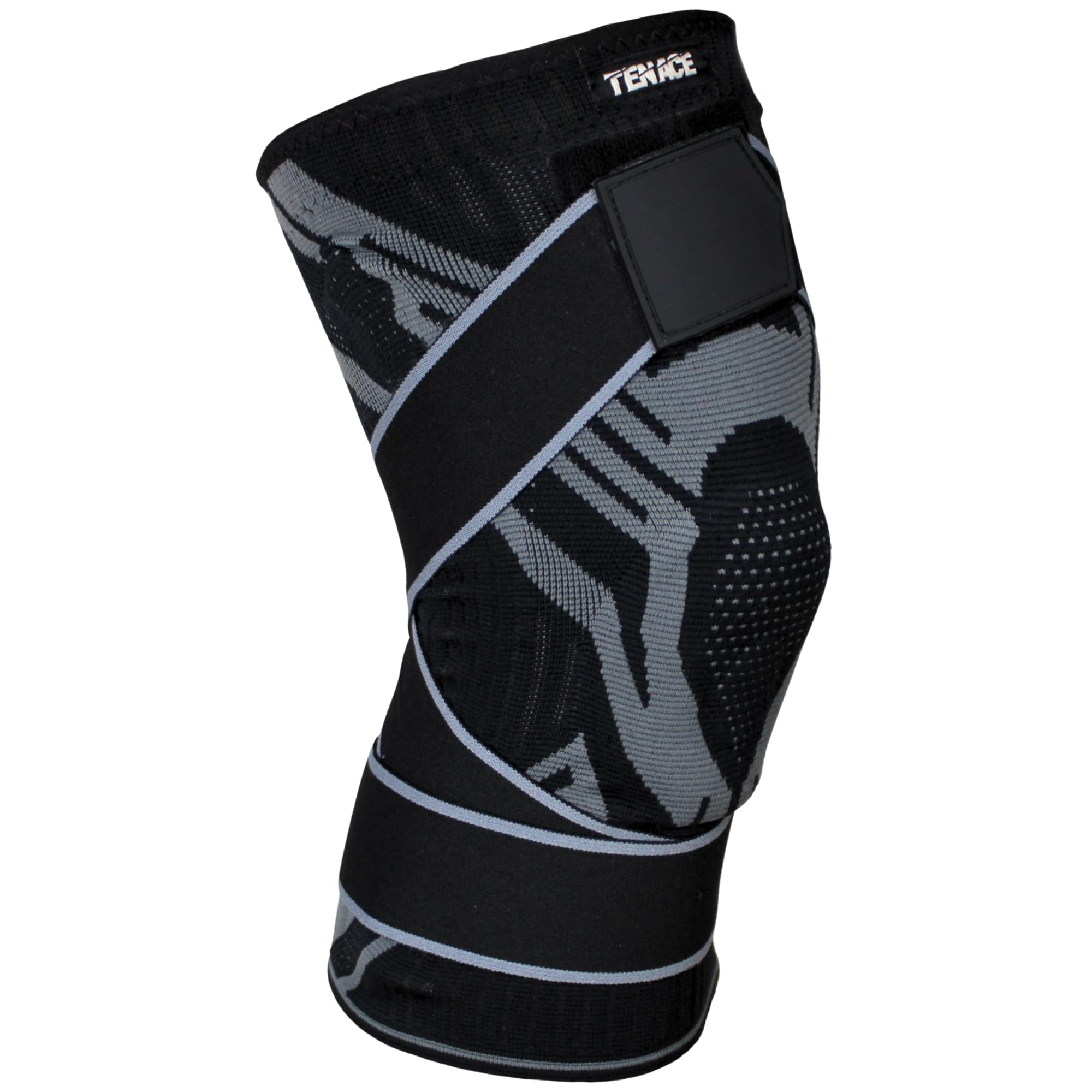 Tenace Genouillère JJB avec Gel Antichoc - Genouillère de Compression avec Stabilisateurs Latéraux pour Jiu-Jitsu Brésilien, Grappling, MMA, Lutte et Judo (1, Noir, XL) Noir XL 1