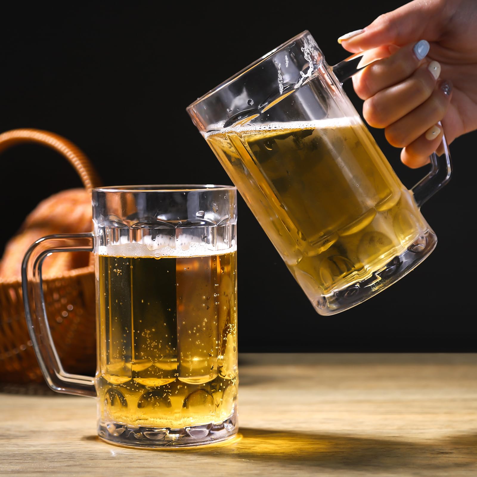 Lyellfe Lot De 6 Grands Verres à Bière En Verre De 532 Ml Avec Poignée