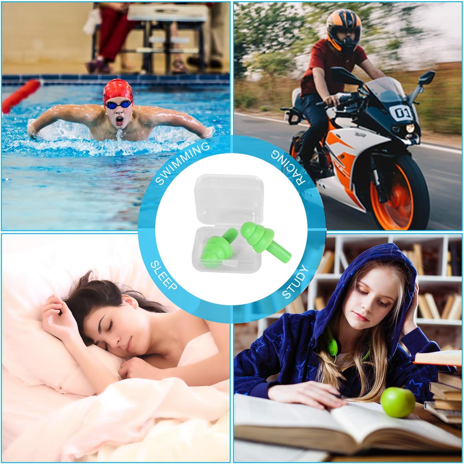 Blасk Frіdау - 50% оƒƒ Nnrly 6 Packs Reusable Silicone Ear Plugs, Waterproof Hypoallergenic Noise Reduction Earplugs for Hearing Protection, Suitable for Sleeping,Snoring, Swimming, Concerts, with Storage Bags