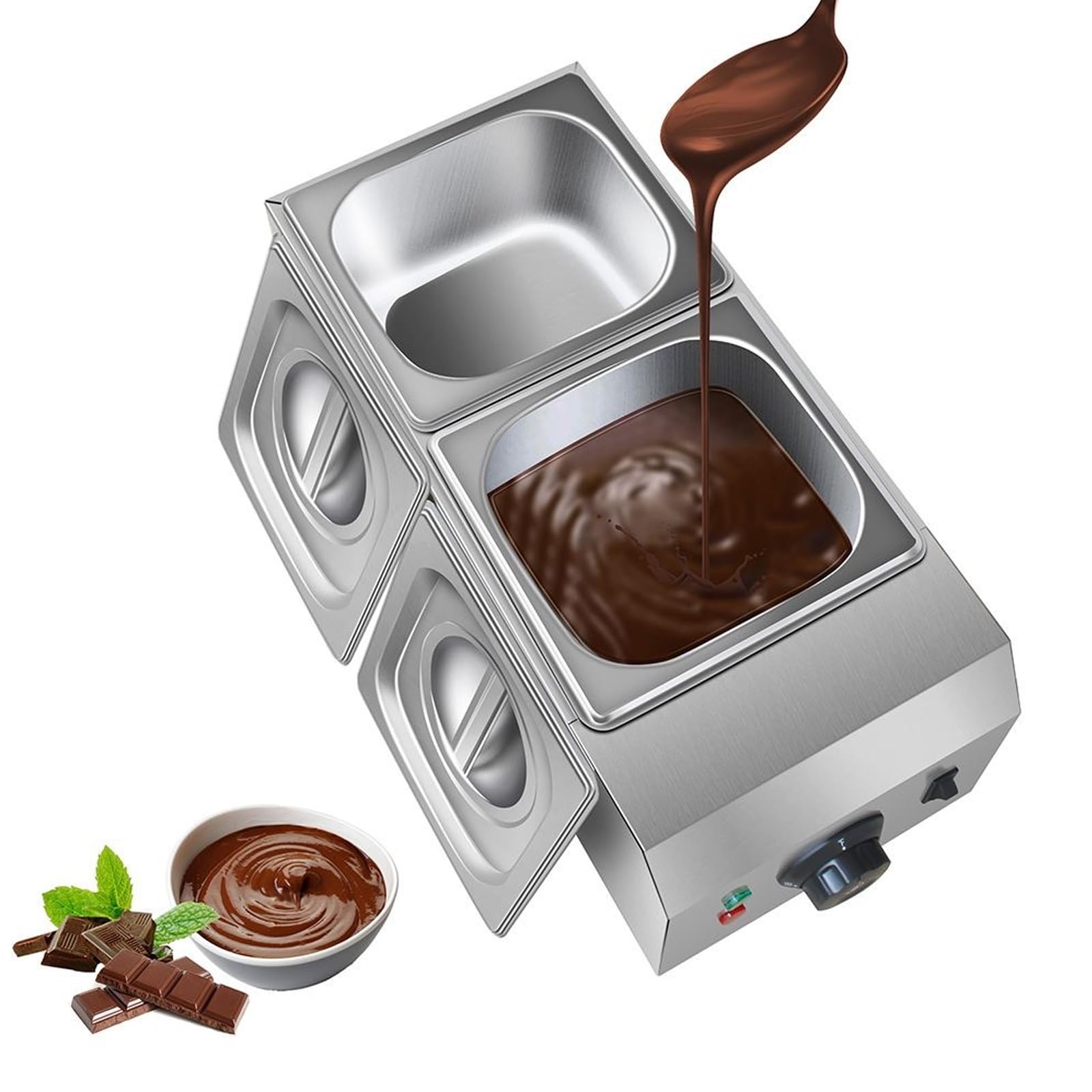 Machine À Fondre Le Chocolat Professionnelle, Tempéreuse Électrique À 2 Cuves, Température Réglable De 50 À 300 °c, Capacité De 2 L, Pour Chocolat, Bonbons Et Beurre.