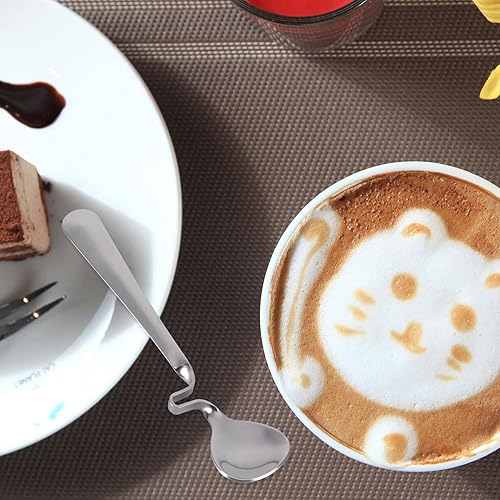 Miniatura 3 de BESTonZON Cucharas de miel multifuncionales para mezclar café con leche, cucharadita de acero inoxidable con mango curvo, 2 unidades