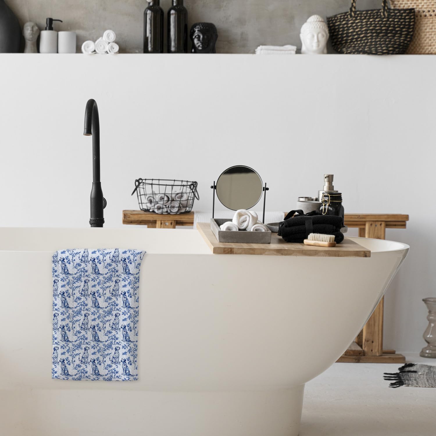 Chicimln Chinoiserie German Shorthaired Pointer Kitchen Towels, German Shorthaired Pointer Gifts Decorative Hand Towels for Bathroom, Blue White Dog Dish Tea Towel Drying Cloth for Kitchen, 16x24 Inch - Image 5