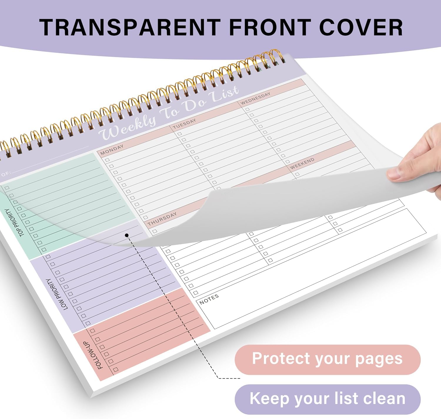 Weekly To Do List Notepad with 52 Undated Sheets(8.5"×11")- Undated Weekly Desk Planner for Women & Man, School/Office Supplies - Image 4