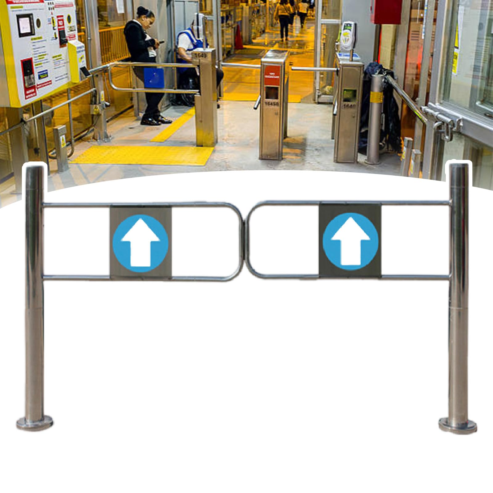 Barriera a 90 ° in metallo a direzione singola per magazzini, biblioteche e negozi, facile installazione durevole ty soluzione