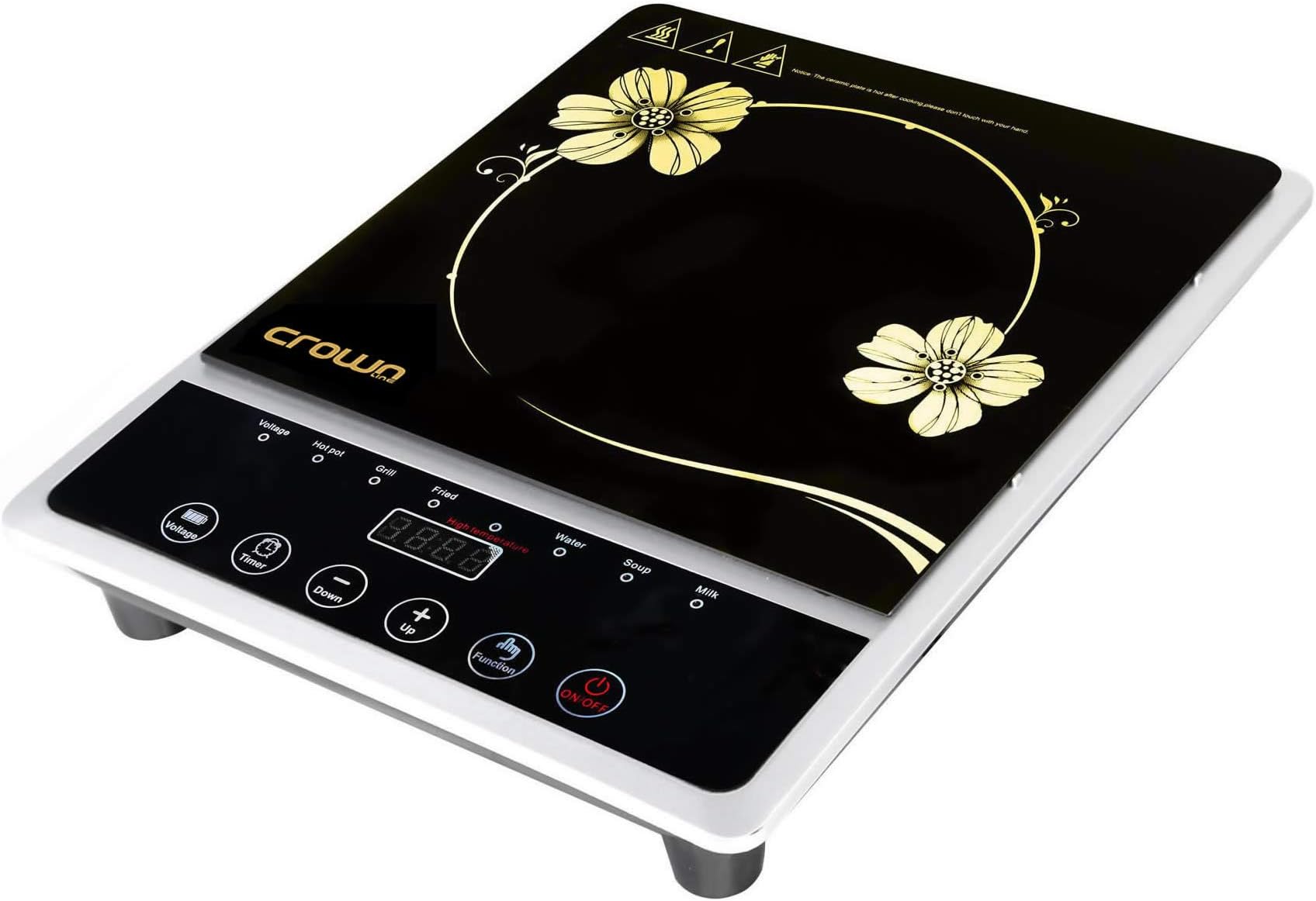 Crownline Portable Ceramic Electric Cooking Hob With Led Display Panel, Black, 2000 W, IC-196