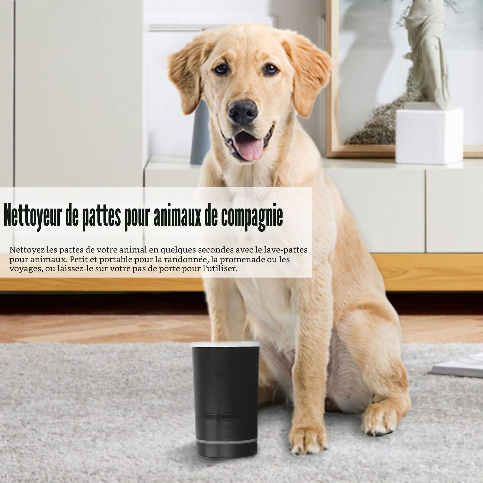 ciciglow Nettoyeur de pattes de chien portable - Nettoyeur de pattes de chien - Nettoyeur de pattes de chien portable - Rechargeable par USB - Avec poils en silicone doux - Pour chiens et chats
