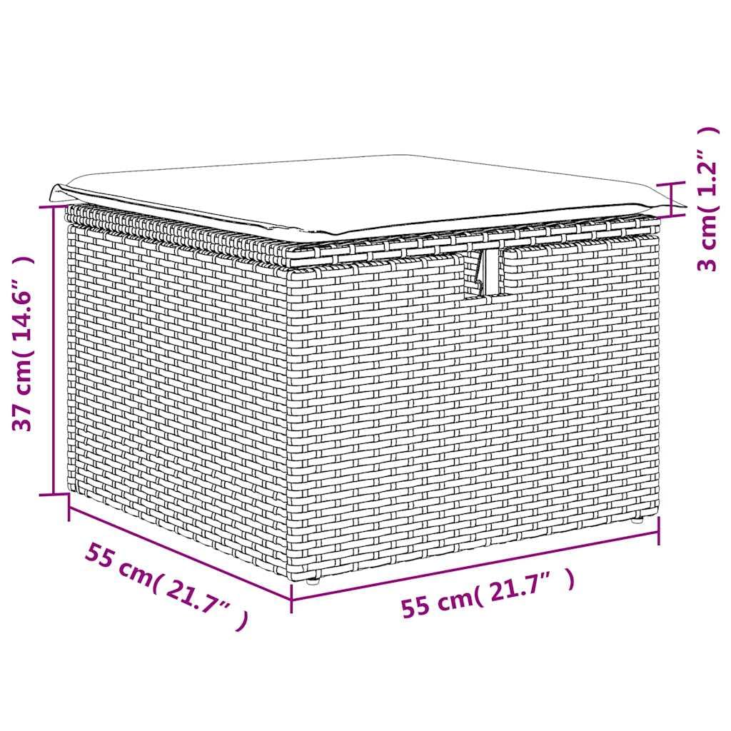 11-TLG Garten-Sofagarnitur mit Kissen Beige Poly Rattan wetterfestes Polyrattan Geflecht Sitzgruppe für Terrasse Balkon Veranda mit Tisch, Fußhocker, Regal