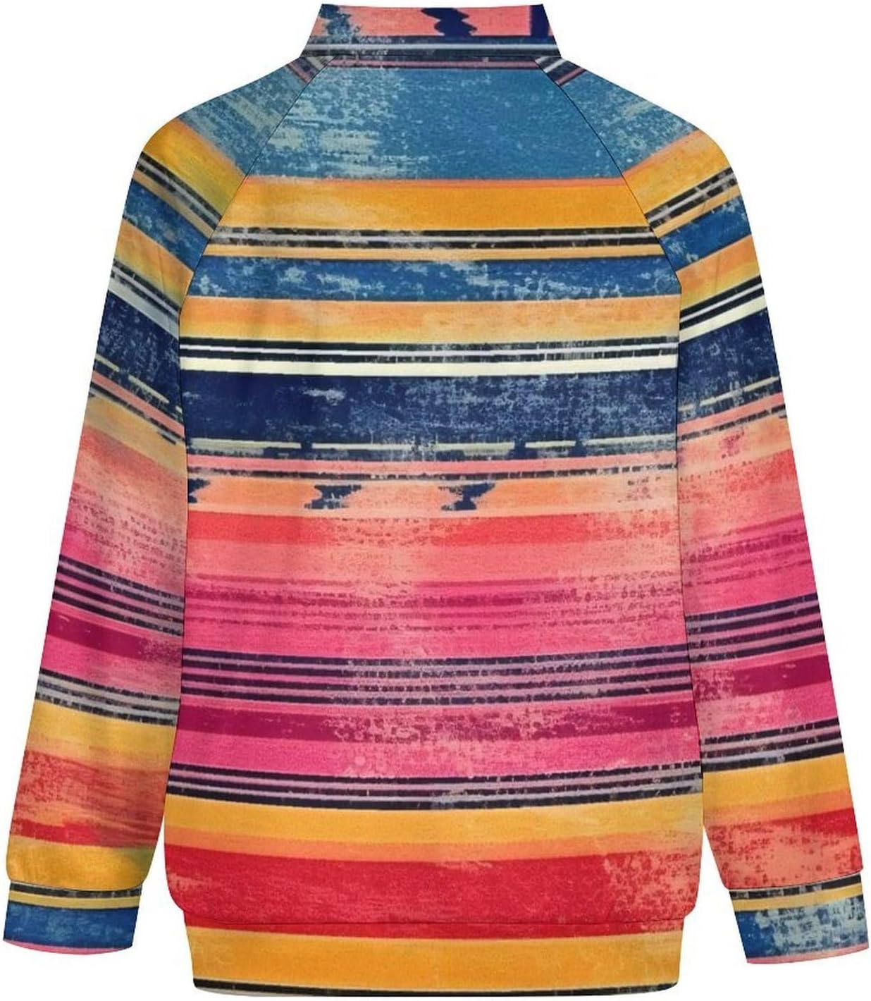 Colorful Mexican Serape Mens Jackets Zip Up Coat with Pockets Casual Crew Neck Long Sleeve Jacket