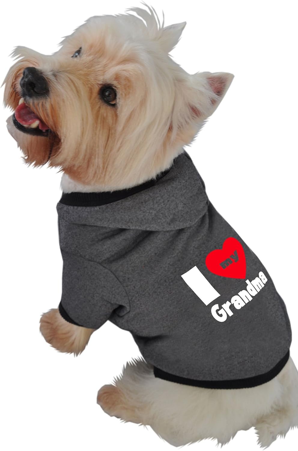 Ruff Ruff and Meow Dog Hoodie, I Love My Grandma, Black, Large